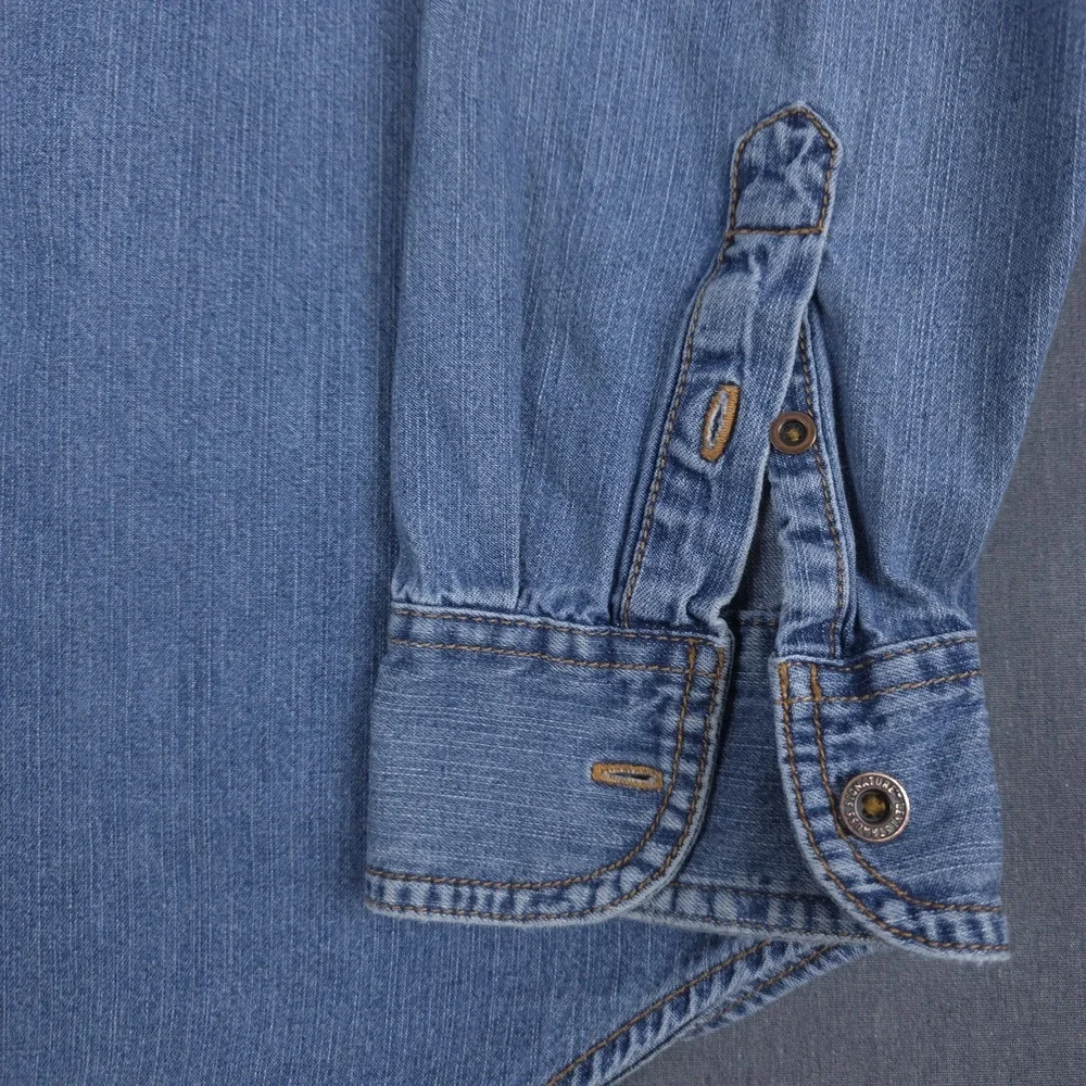 Vintage Levis Denim Utility Shirt Mens Large‎ Blue Faded Metal Button Workwear